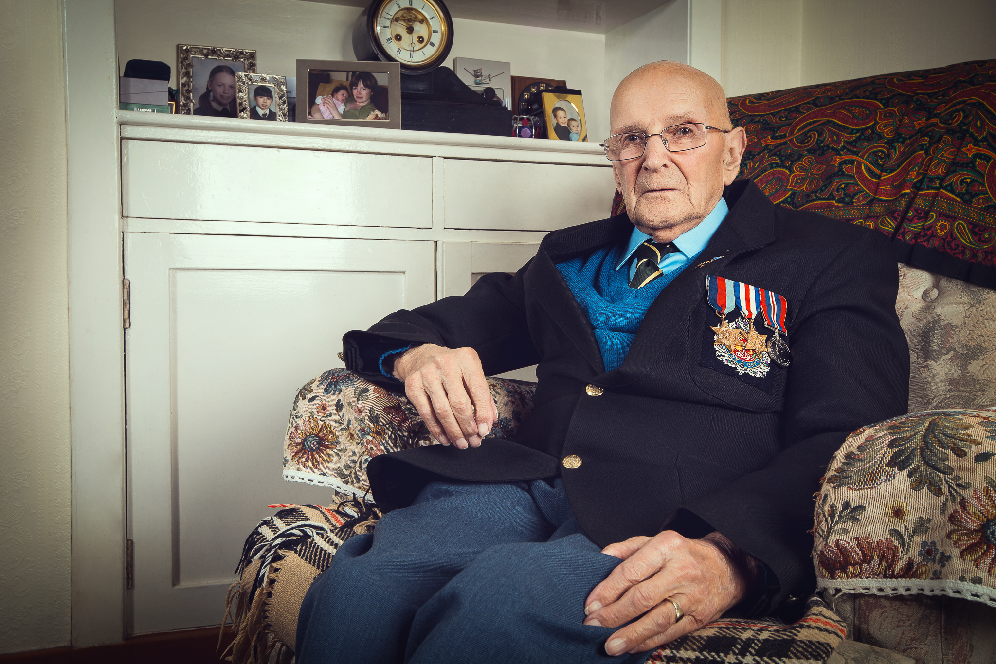 Portrait of James Keith, Scottish WW2 veteran, photographed in Anstruther by Pavel Tamm